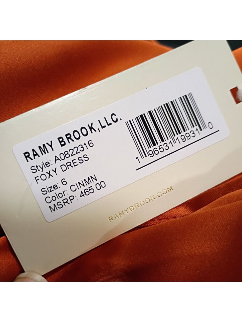 NWT Ramy Brook Foxy Mini Dress Women's 6 Cinnamon Satin Long Sleeve Side Ruched - Picture 9 of 16